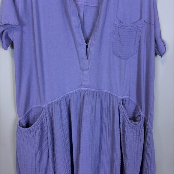 Free People Beach Purple Gauze Short Sleeve Oversized Dress XS - Picture 5 of 9